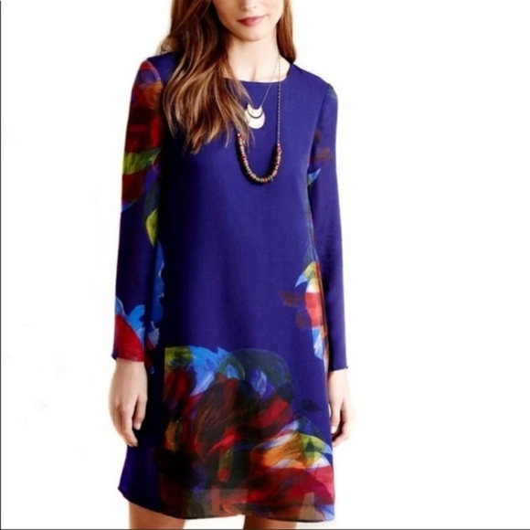 Leifsdottir 100% silk bold color swing dress - Picture 8 of 13